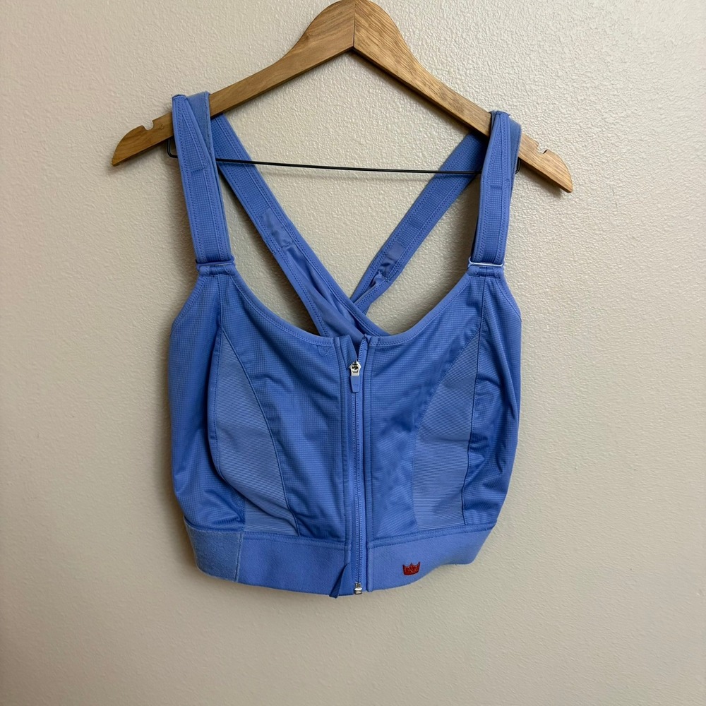 SHEFIT Ultimate Sports Bra 6Luxe Blue High Impact Zip Front Adjustable Straps